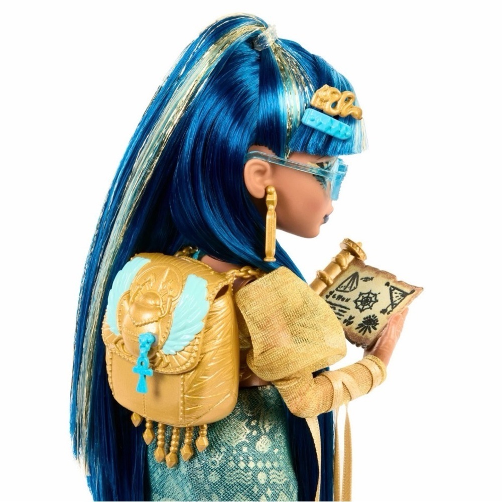 Monster High Cleo De Nile Doll in Golden Shirt with Pet Hissette and Accessories - Picture 4 of 5